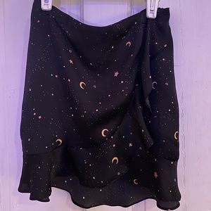 Honey Punch Navy Star Ruffle Skirt